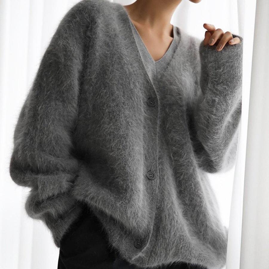 Cardigan Décontracté Gris Foncé