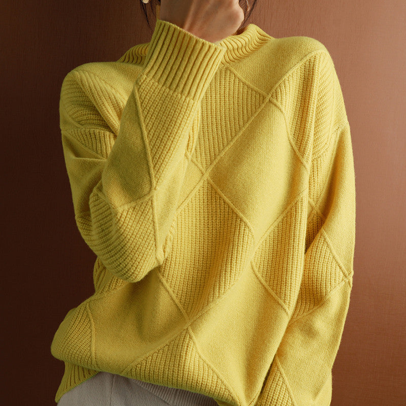 Pull Col Roulé Jaune